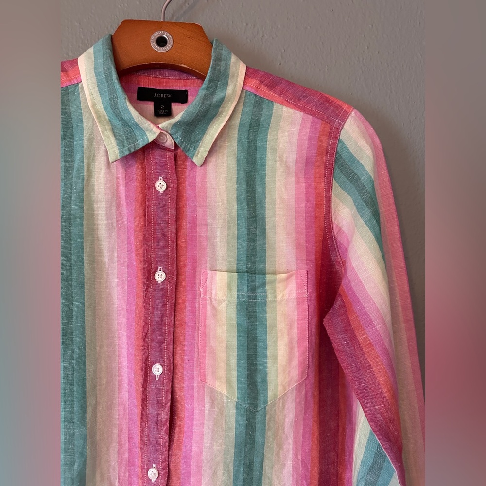 JCREW Classic Boy-Fit Linen Button Up Shirt | Womens size 2 - Picture 2 of 12